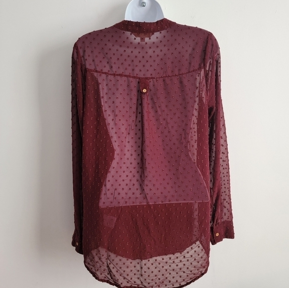 MODCLOTH Burgundy Pam Breeze-ly Long-Sleeve Tunic - Women SMALL - Picture 3 of 12